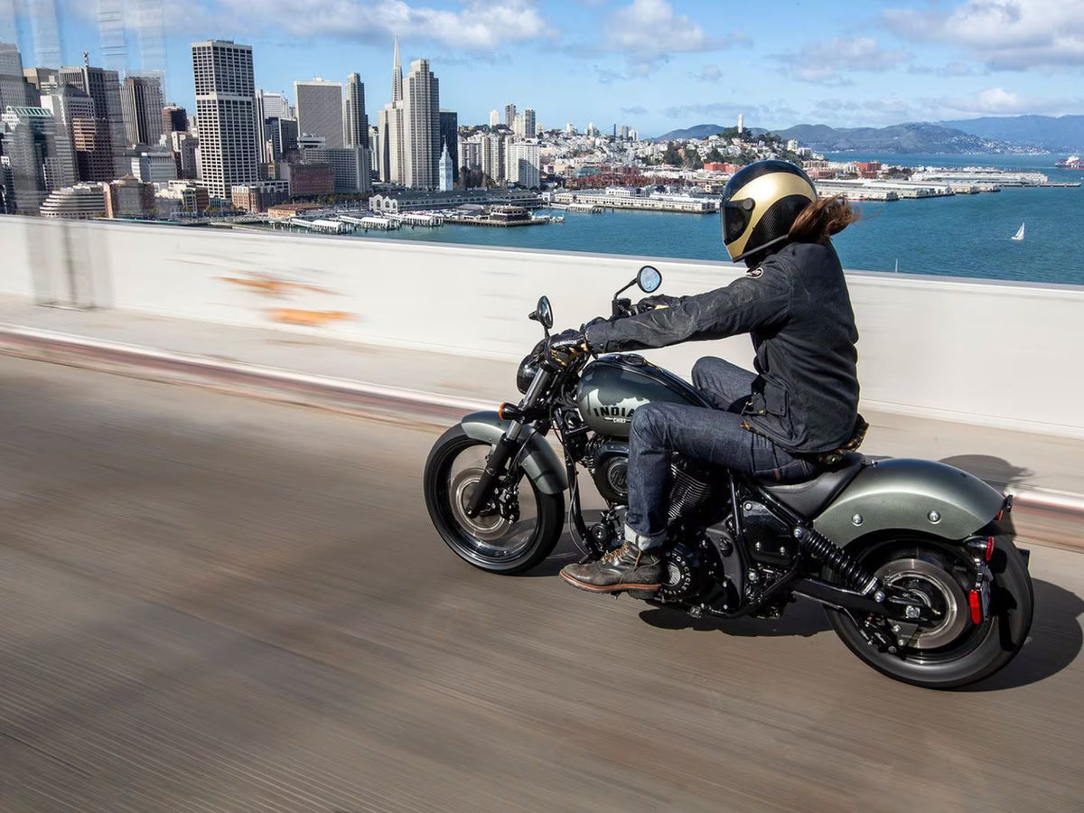 Morgan wearing our BSMC x Hedon Club Racer Helmet DOT 2.0