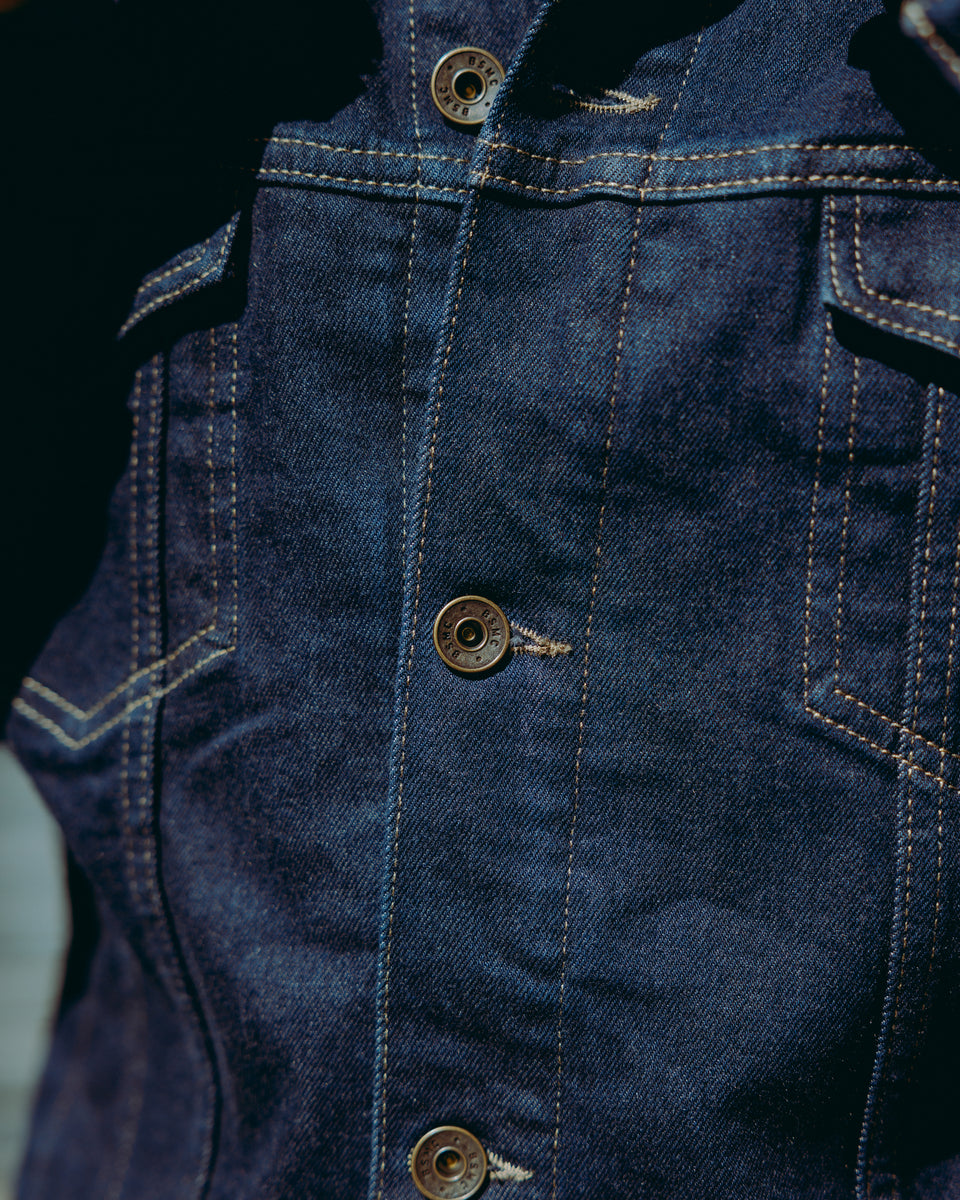 BSMC Denim Motorcycle Jacket - Resistant Indigo, detail