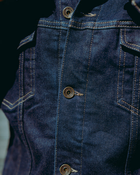 BSMC Denim Motorcycle Jacket - Resistant Indigo, detail
