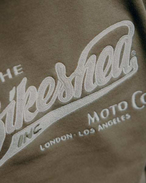 Bike Shed Moto Co Applique Sweatshirt Khaki detail