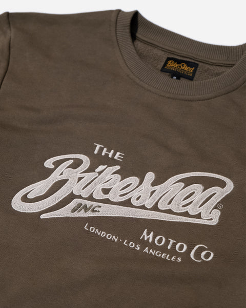 Bike Shed Moto Co Applique Sweatshirt Khaki detail