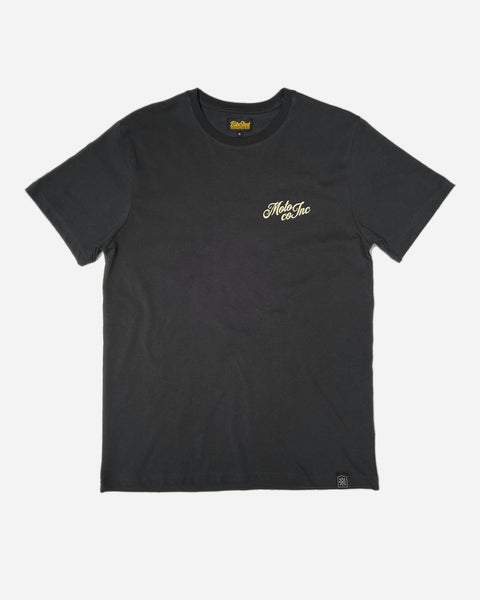 Bike Shed Moto Co Los Angeles Logo T Shirt - Asphalt, front
