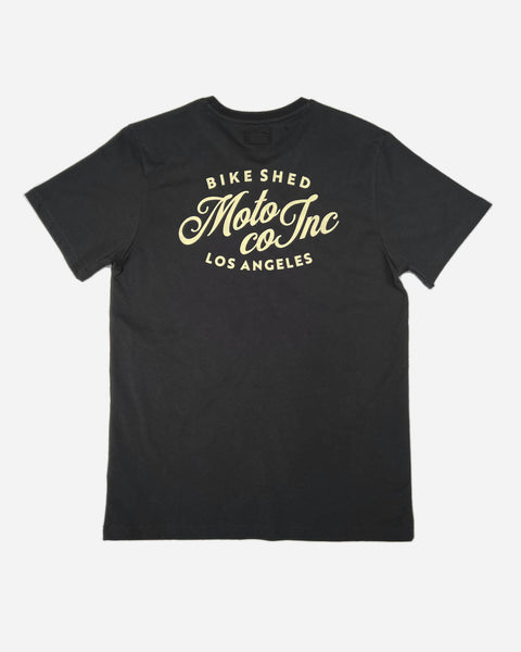 Bike Shed Moto Co Los Angeles Logo T Shirt - Asphalt, back