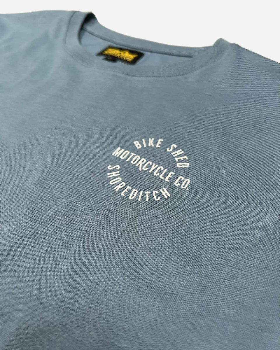 BSMC London Rocker T Shirt - Blue, logo close up