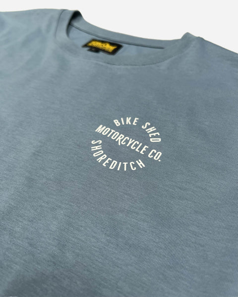 BSMC London Rocker T Shirt - Blue, logo close up