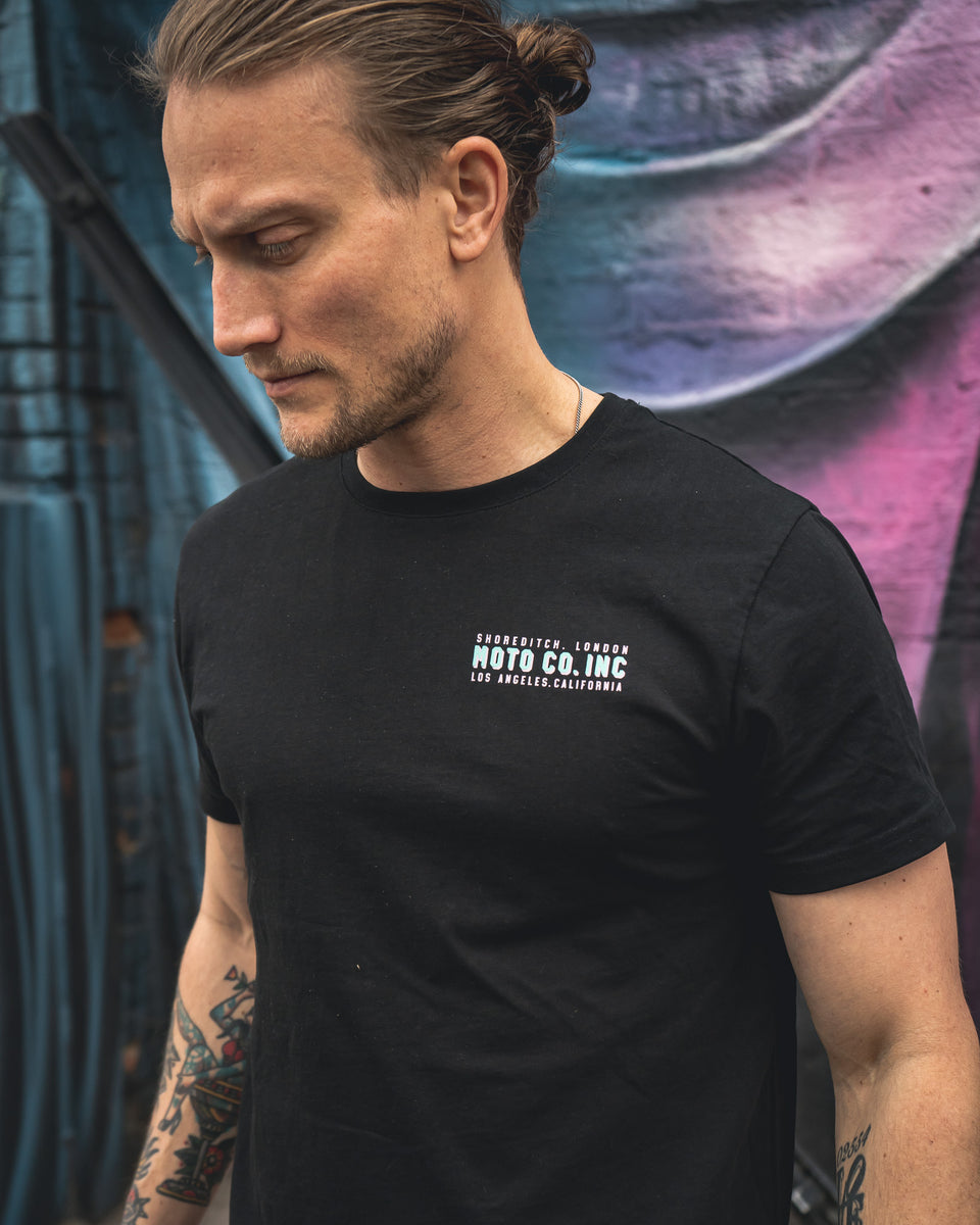 Steve wearing our BSMC Billboard T-Shirt - Black