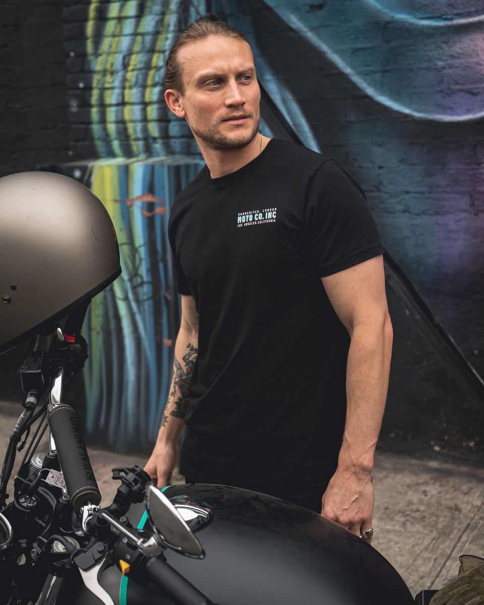 Steve wearing our BSMC Billboard T-Shirt - Black