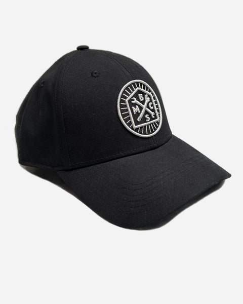 Bike Shed Moto Co. Roundel Patch Baseball Hat - Black, side on