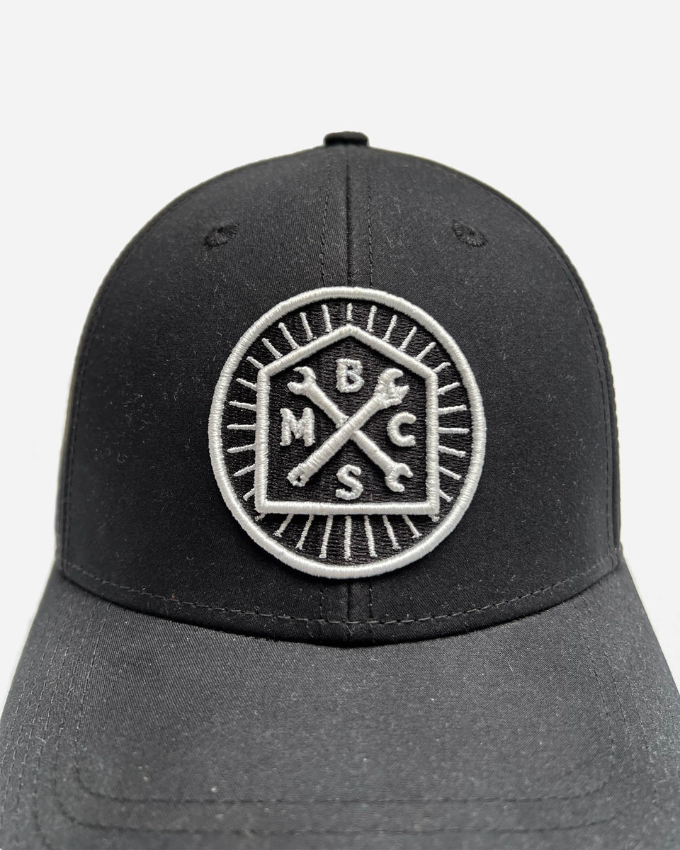 Bike Shed Moto Co. Roundel Patch Baseball Hat - Black, front on