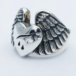 Silverbone Drop Heart Ring