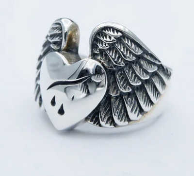 Silverbone Drop Heart Ring