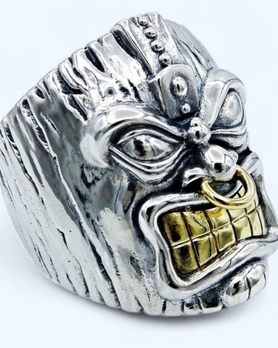 SILVERBONE Tiki Warrior Ring