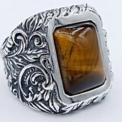 SILVERBONE Ornamental Tiger Eye Ring