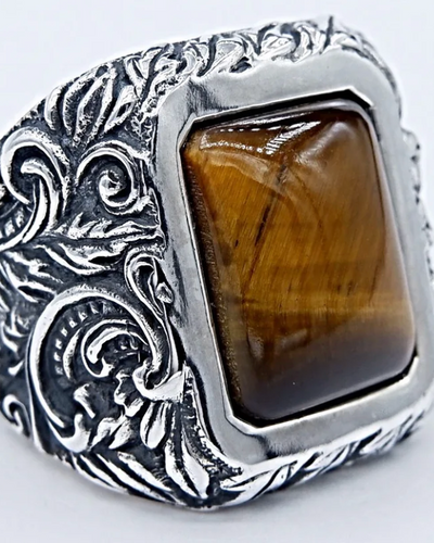 SILVERBONE Ornamental Tiger Eye Ring