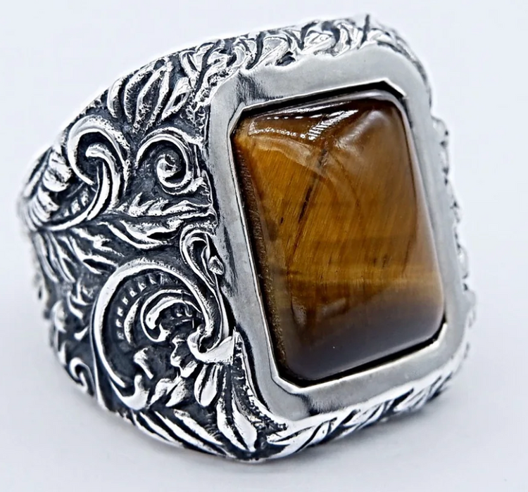 SILVERBONE Ornamental Tiger Eye Ring