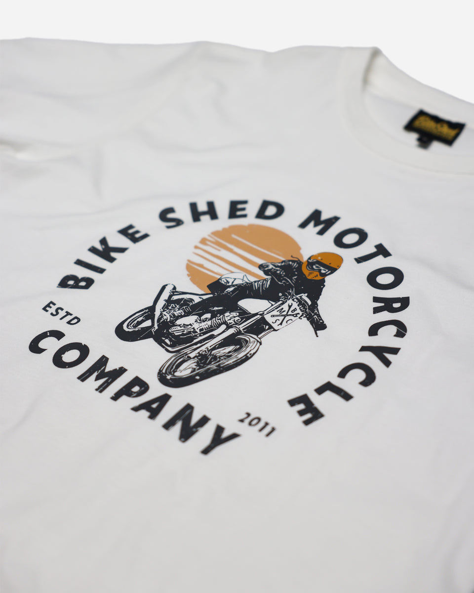 Bike Shed Moto C. Sunset Graphic T-Shirt - Off White, front detail