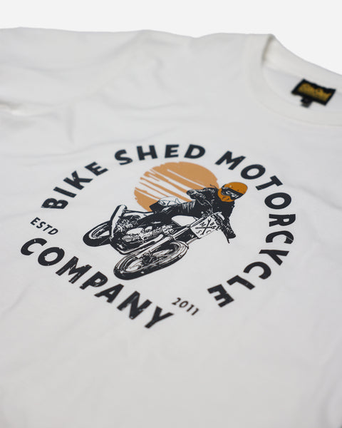 Bike Shed Moto C. Sunset Graphic T-Shirt - Off White, front detail