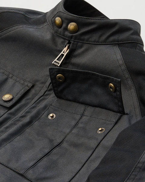 Belstaff Temple Waxed Cotton Jacket black product detail close up