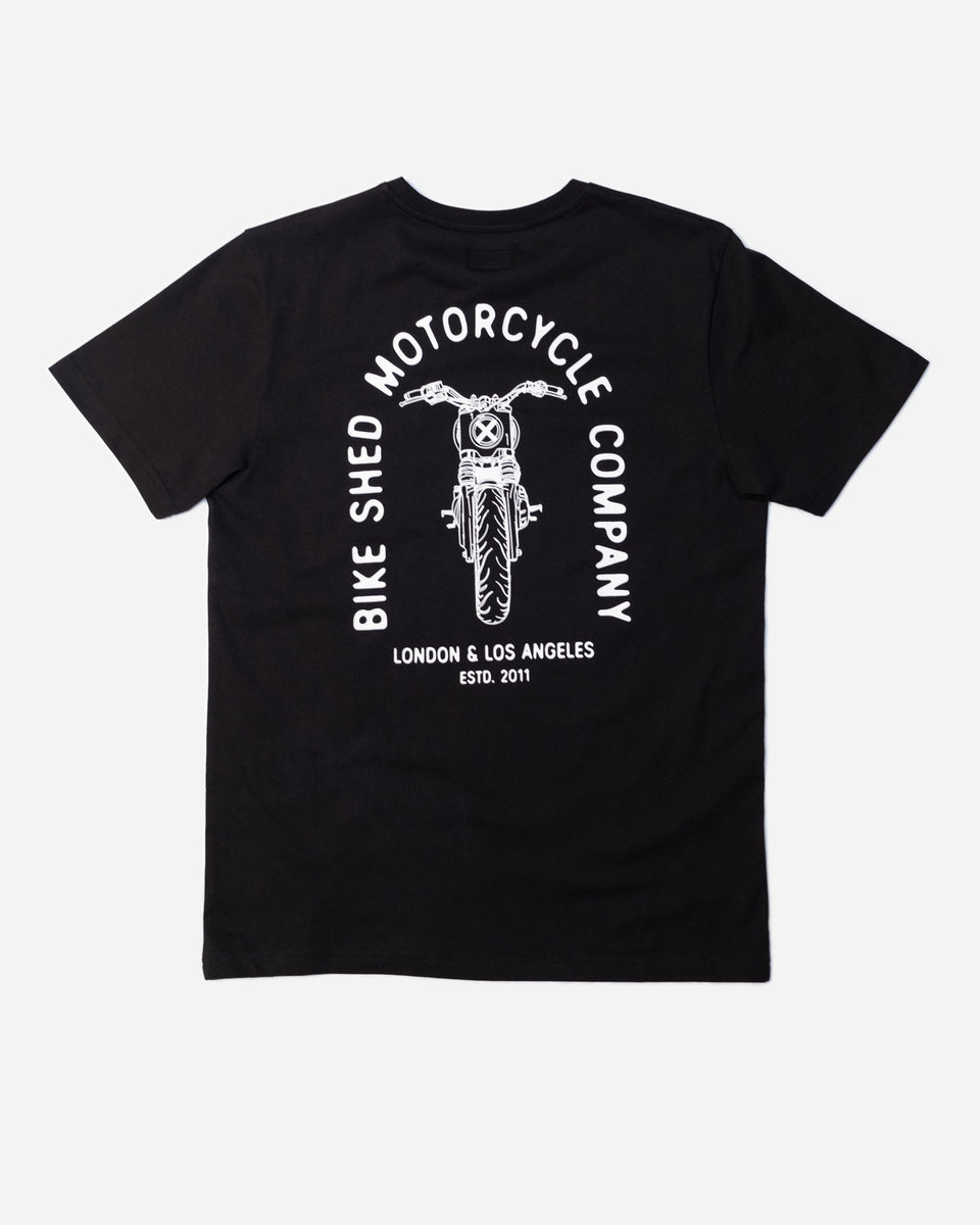 Bike Shed Motorcycle Company Graphic T-Shirt - Black, back print
