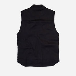 Bike Shed Moto Co Utility Vest Black, Green Lining on a white background.