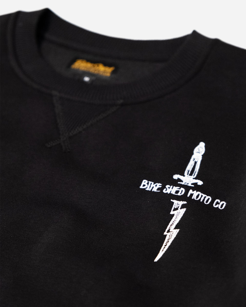 Zeus Embroidered Sweatshirt Black front logo