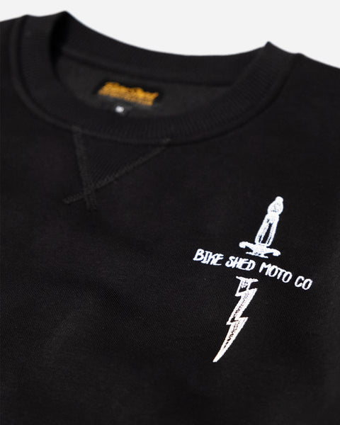 Zeus Embroidered Sweatshirt Black front logo