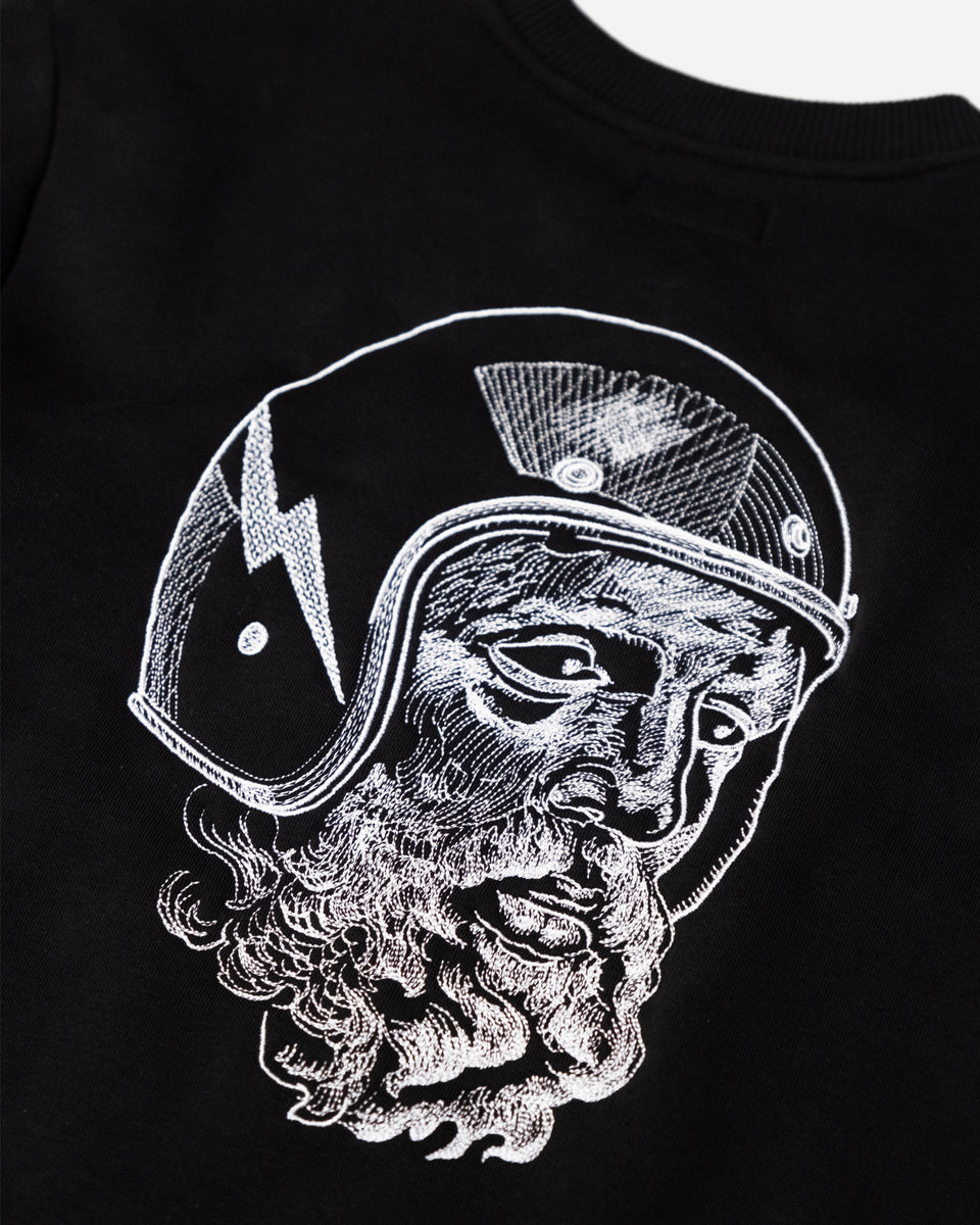 Zeus Embroidered Sweatshirt Black back logo