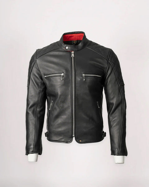 Goldtop Summer Leather Flat Tracker Jacket Black | Bike Shed Moto