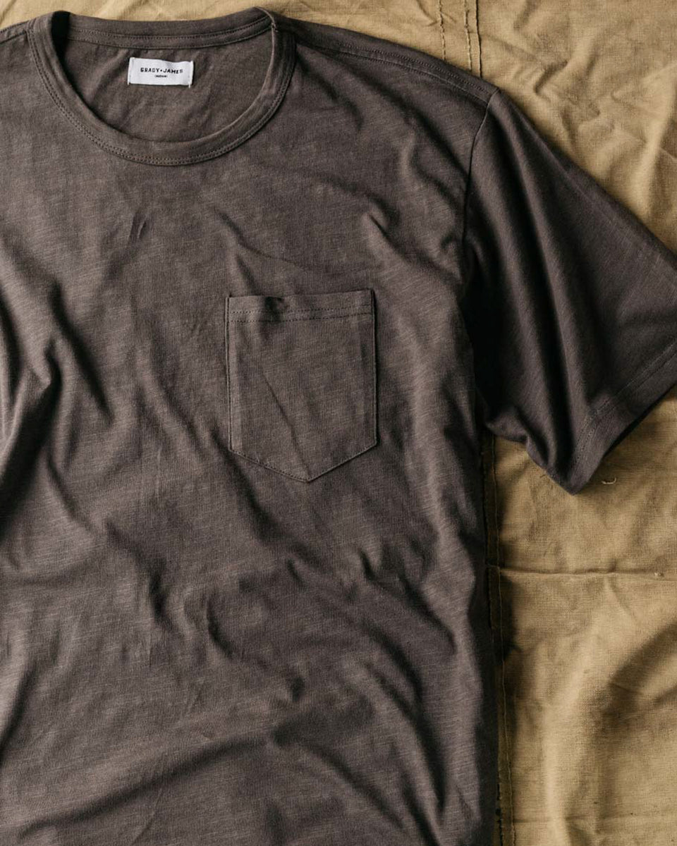 Grady + James - Austin Pocket Tee gray product close up