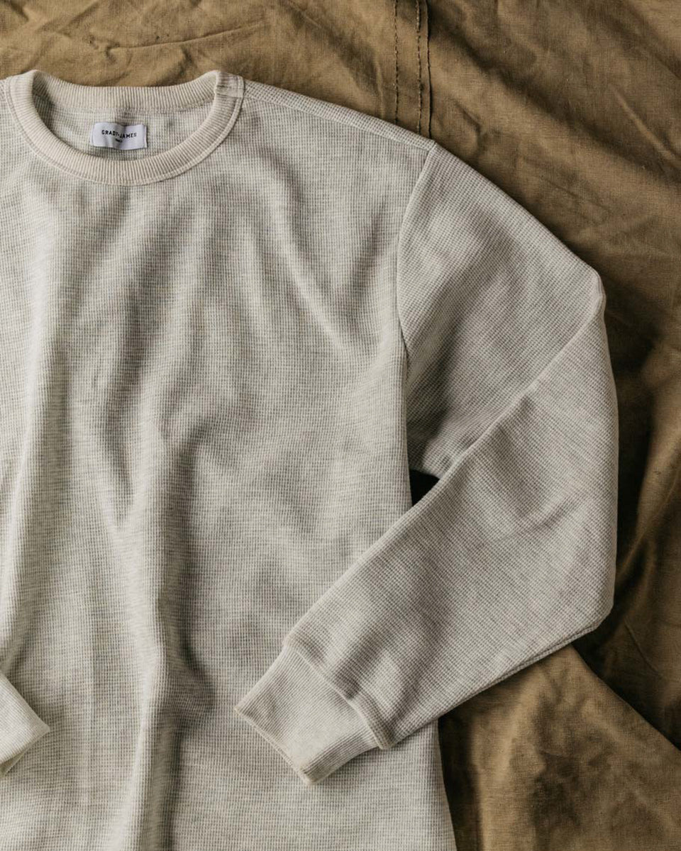 Grady + James - Nelson Thermal Crew heather gray product close up