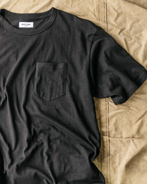 Grady + James - Austin Pocket Tee black product close up