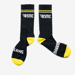 BSMC MX Socks - BLACK/YELLOW, logos