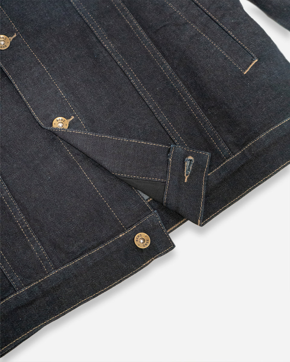 BSMC Denim Jacket - Resistant Indigo, bottom hem close up