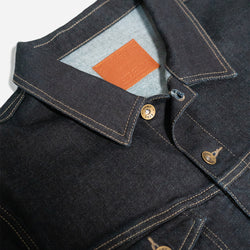 BSMC Denim Jacket - Resistant Indigo, collar close up