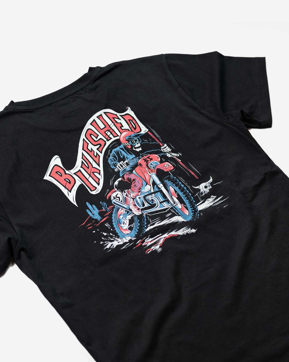 BSMC Graphic Motorcycle T Shirt - Black, back print close up
