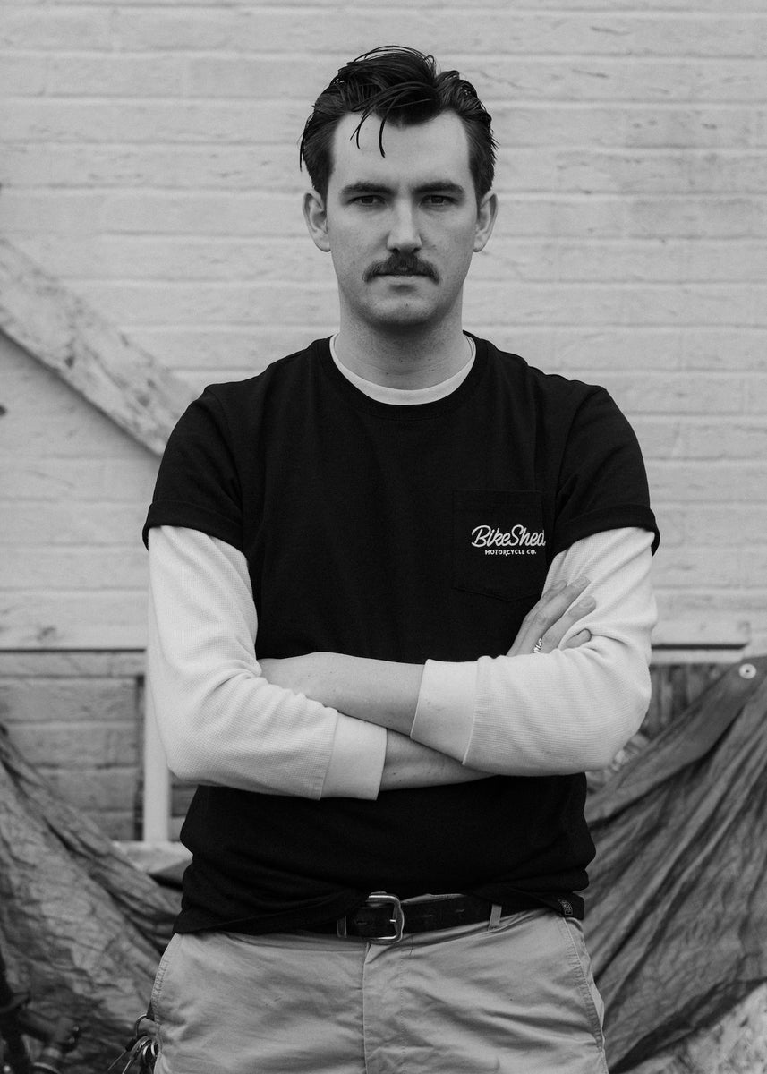 Joe looking stern in our BSMC Logo Chain Embroidered T Shirt - Black