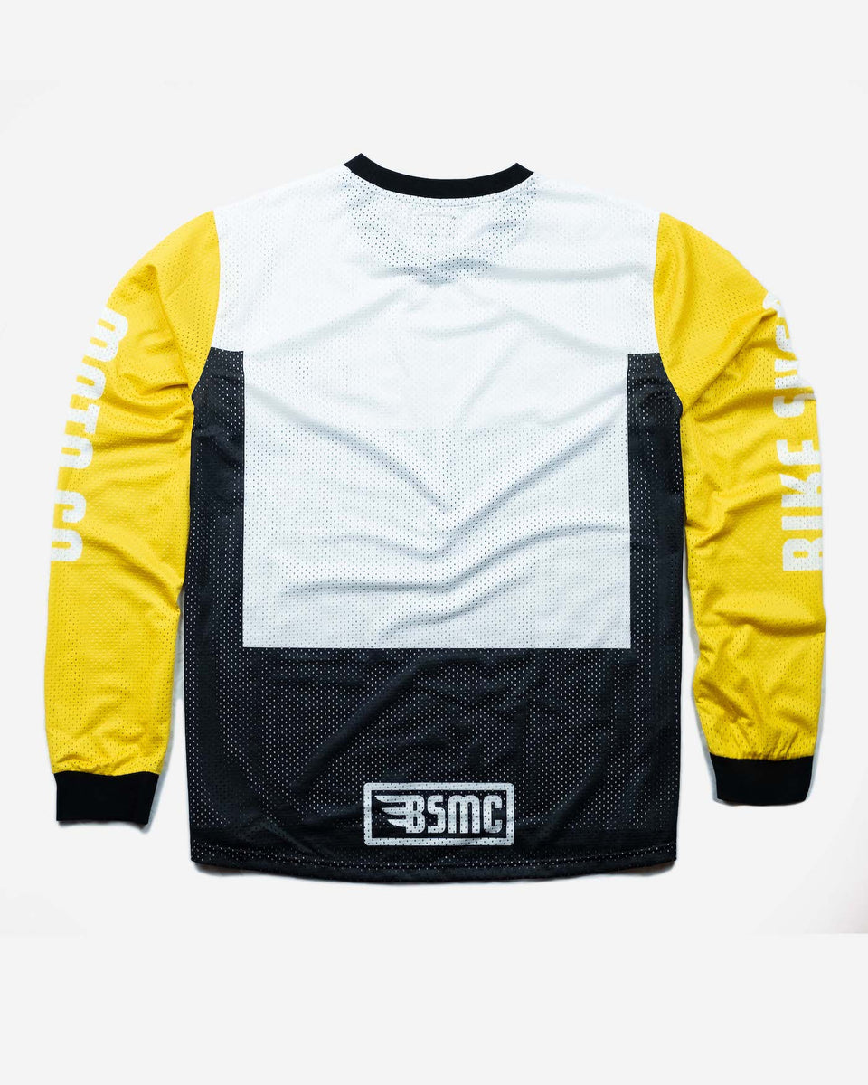 BSMC DT Motorcycle Race Jersey - Yellow, White & Black, back