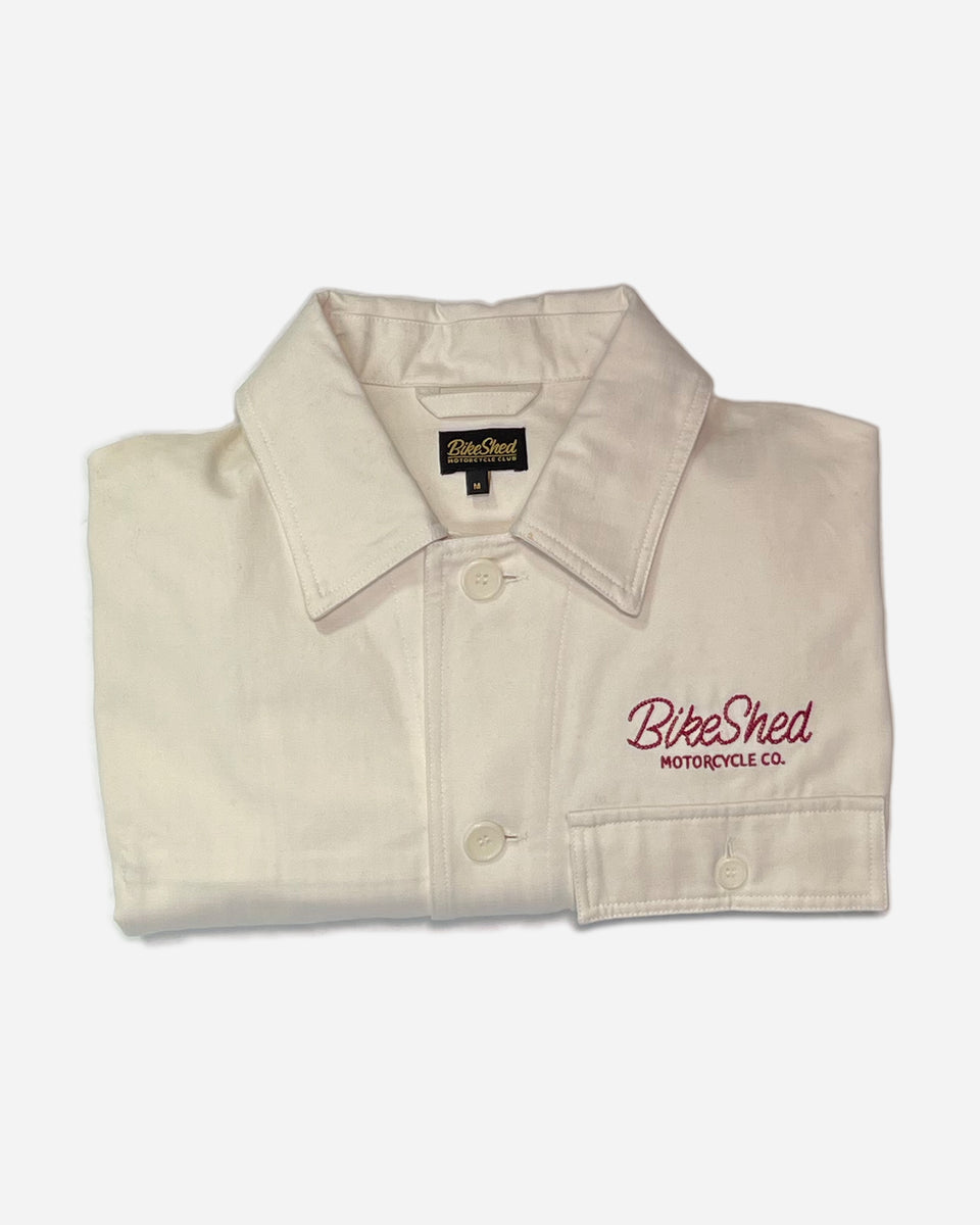 BSMC Chain Stitch Chore Jacket - Ecru, folded