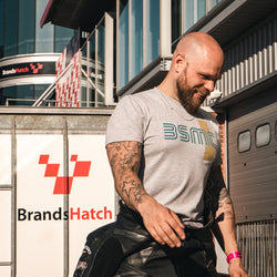 Jimbo wearing BSMC '77 T Shirt - Grey at our Brands Hatch track day