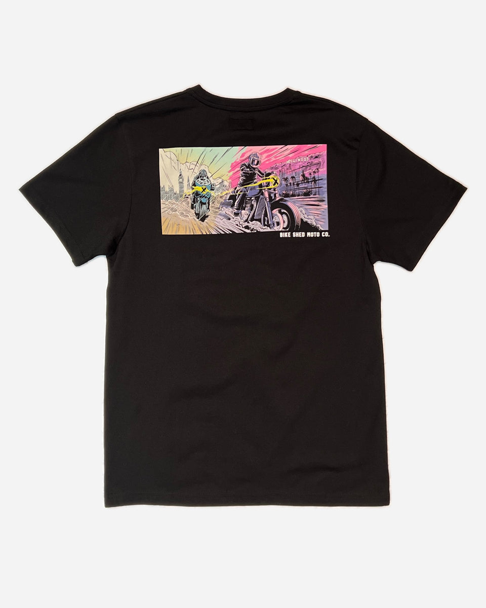 BSMC Motorcycle Mural Graphic T Shirt - Black, back