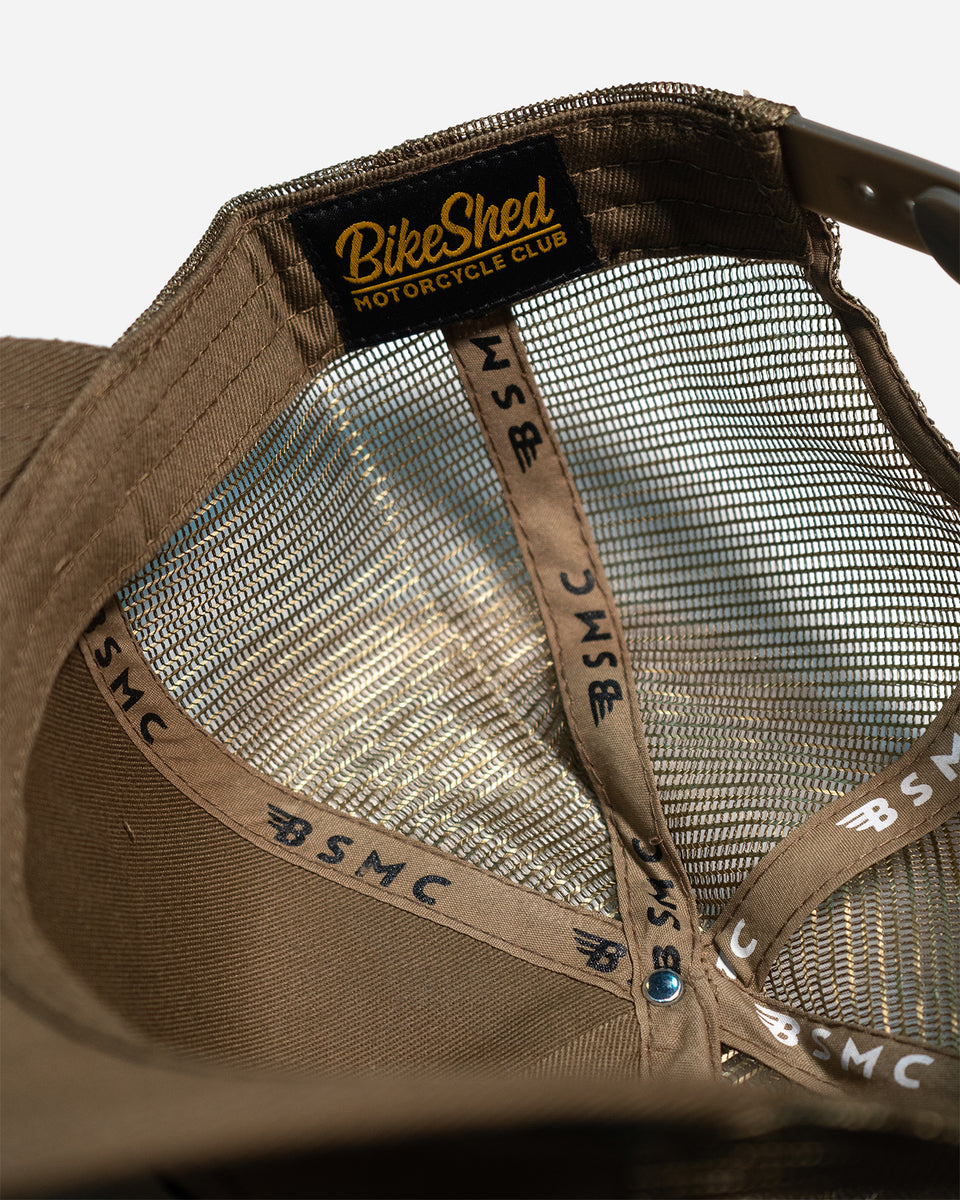 Motorcycle Los Angeles embroidered logo baseball hat - Khaki Green, inside