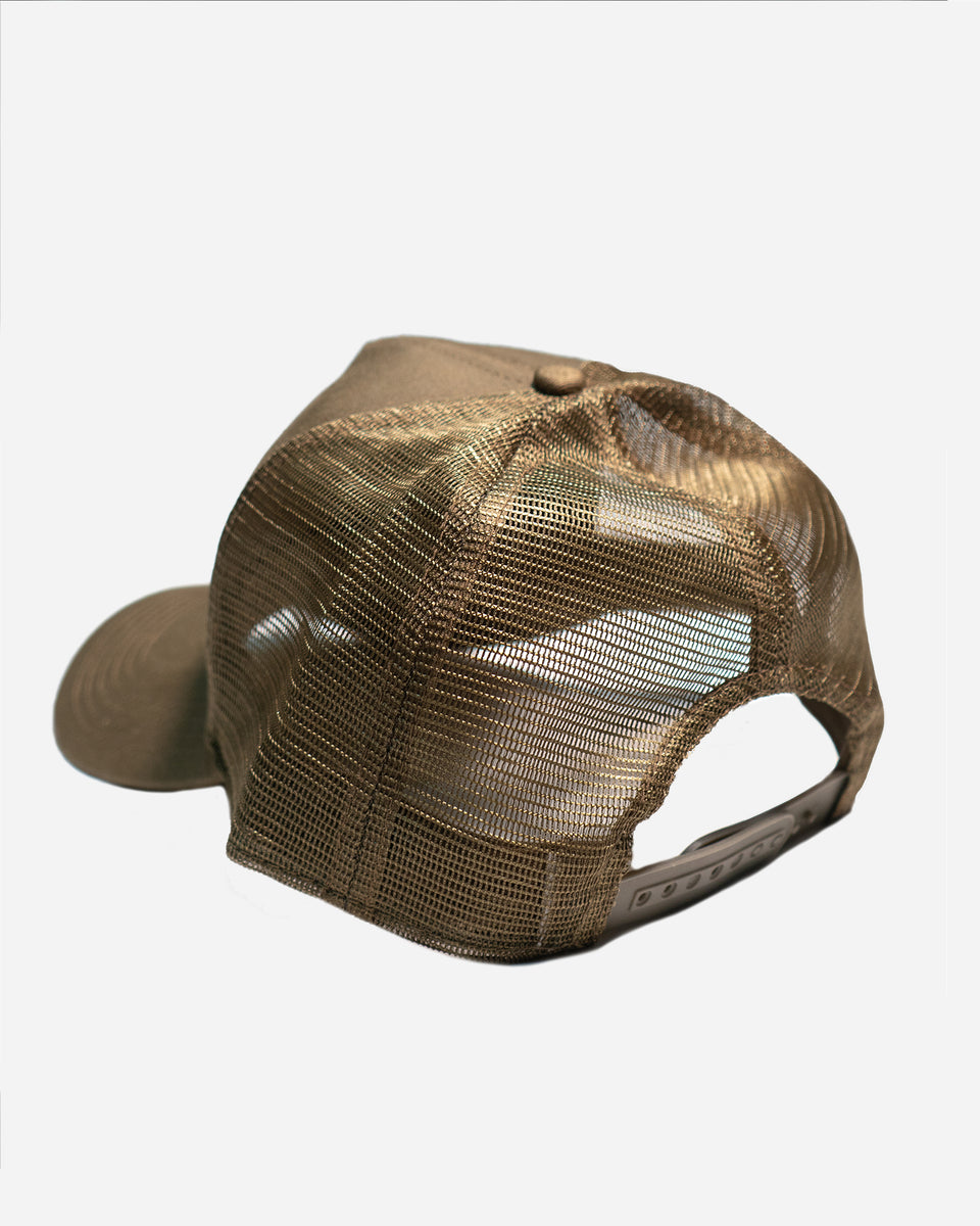 Motorcycle Los Angeles embroidered logo baseball hat - Khaki Green, back