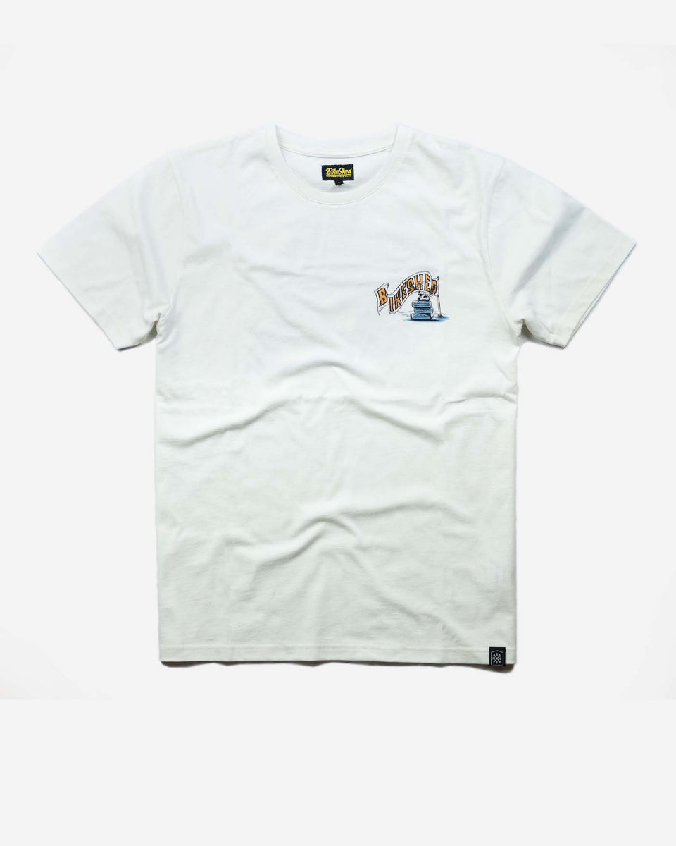 BSMC Track Wolf Motorcycle Graphic T Shirt - Off White, front