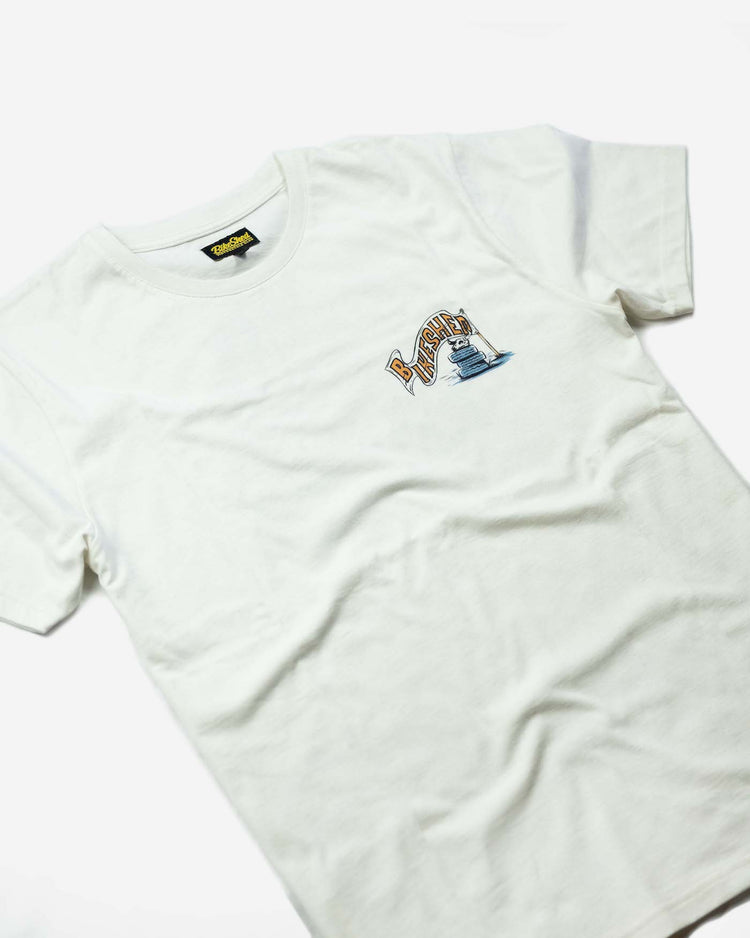 BSMC Track Wolf T Shirt - Off White, front side on