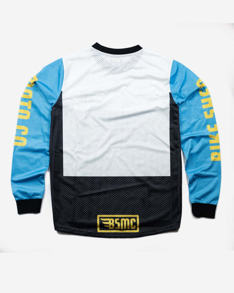BSMC XT Motorcycle Race Jersey - BLUE/WHITE/BLACK, back