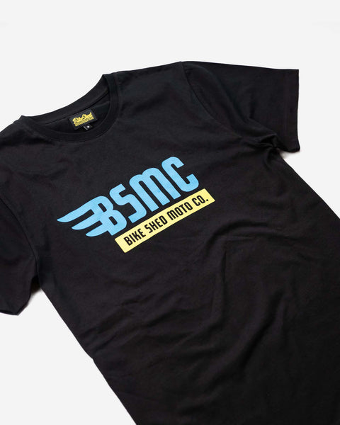 BSMC XT Motorcycle Logo T-Shirt  - Black, side on close up