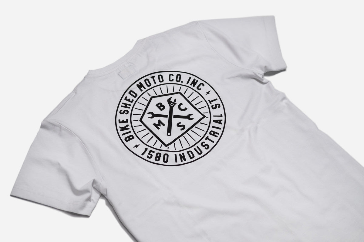 BSMC 1580 Roundel Logo T Shirt - White, back close up