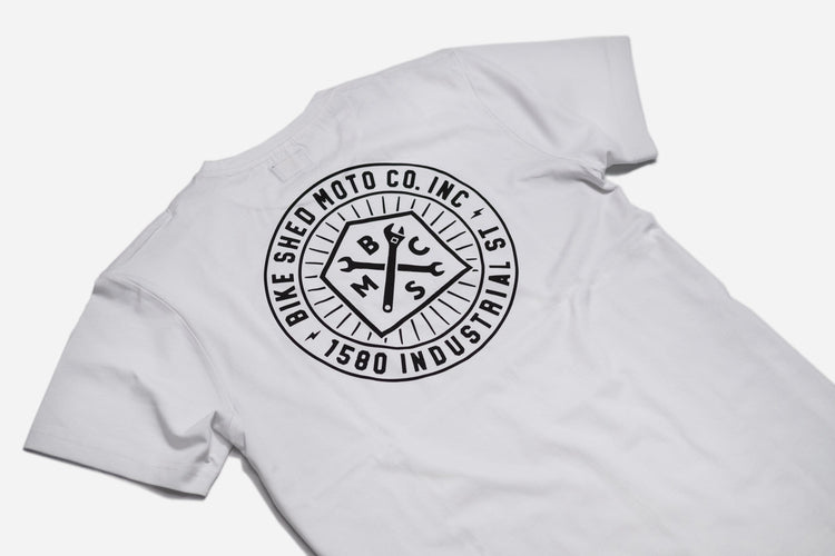BSMC Retail T-shirts BSMC 1580 Roundel T Shirt - White, back close up