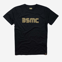 BSMC '77 T Shirt - Black/Gold, front