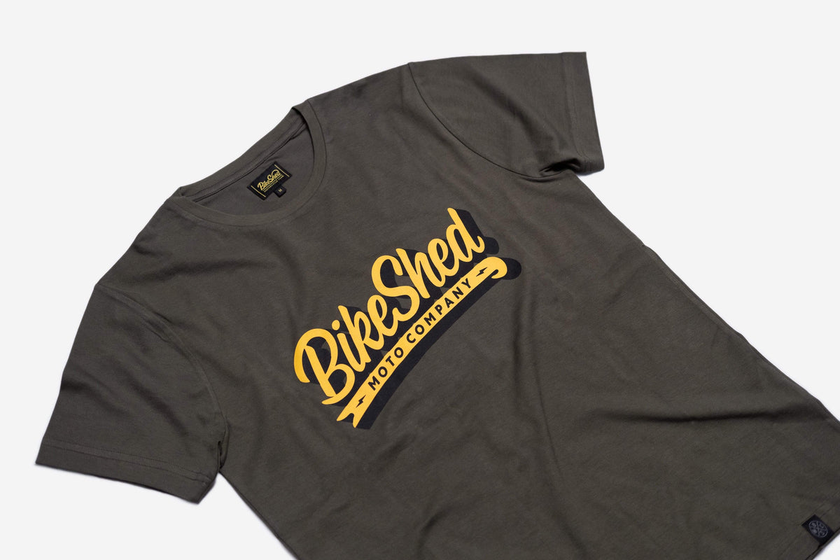 BSMC Classic Yellow Logo T-Shirt - Green, close up